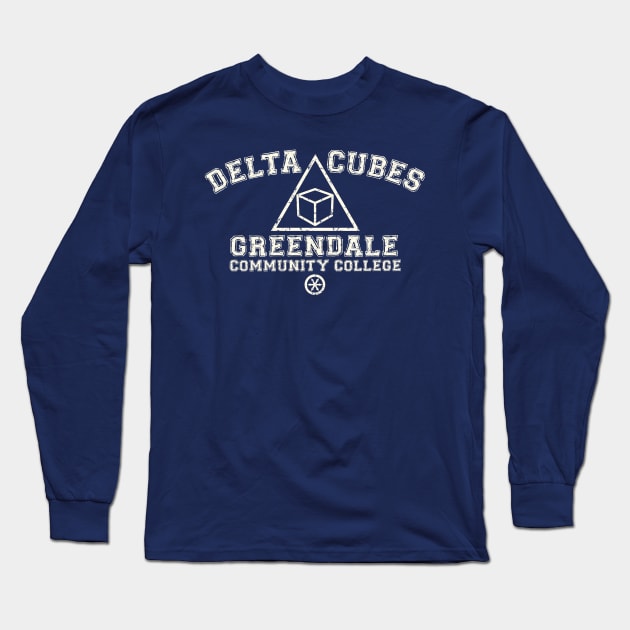 Greendale Delta Cubes Fraternity (light print) Long Sleeve T-Shirt by kgullholmen